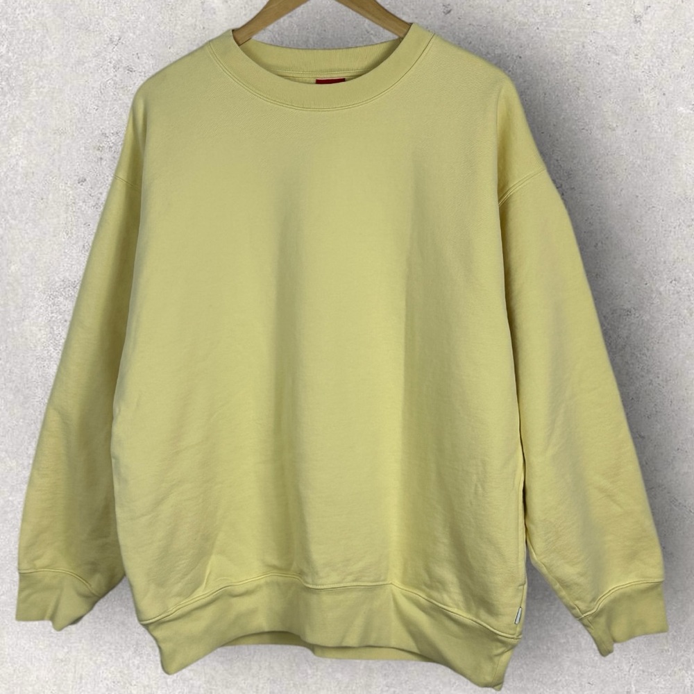 Aritzia TNA Extra Fleece Perfect Crew Sweatshirt Yellow Size 2 Womens Medium‎ M - Picture 9 of 11